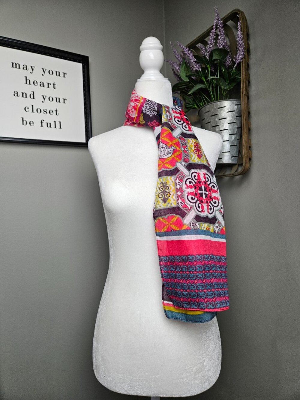 Ford Warriors in Pink Boho Multi Print Lightweight Wild Rag/Twilly/Scarf 54"x 9"